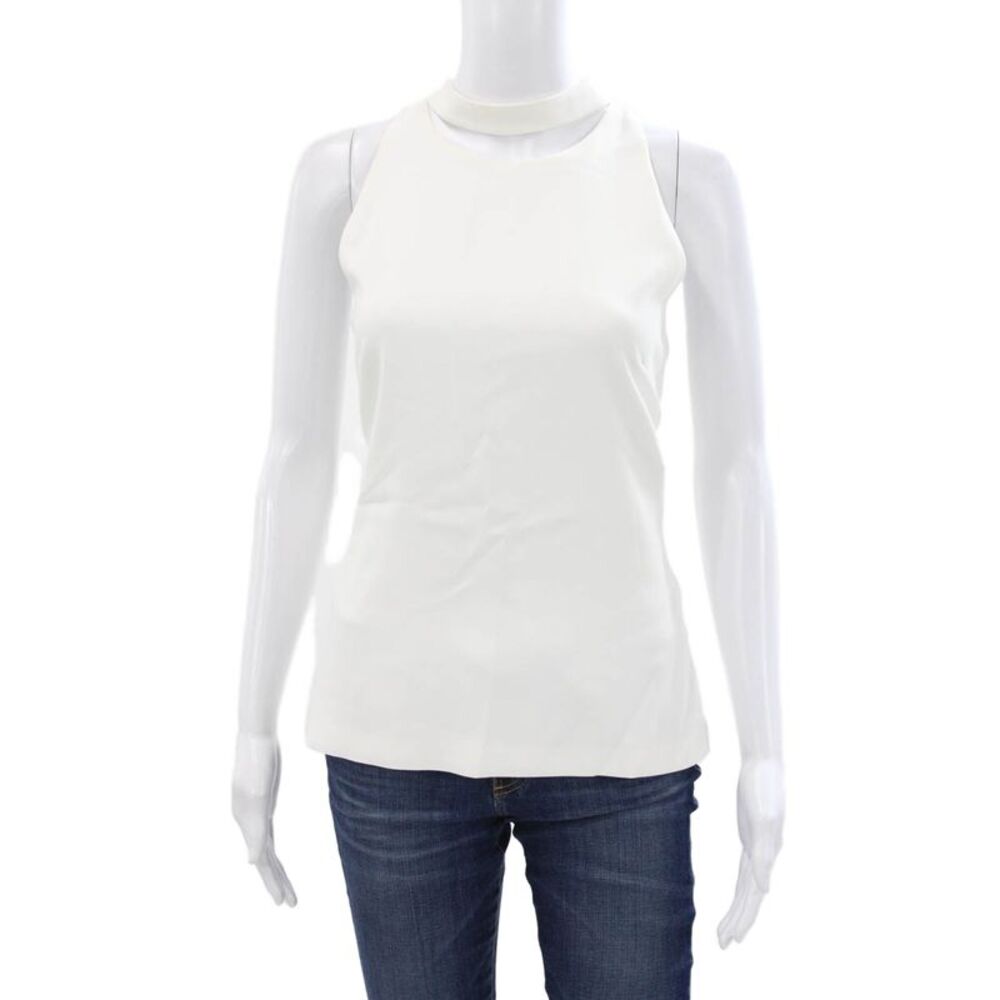 Cushnie Et Ochs Women White High Neck Sleeveless Basic Tank Viscose Size 8